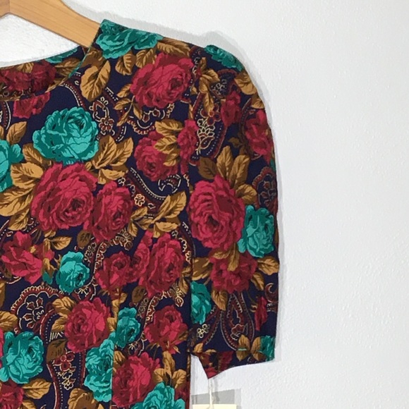 Vintage NWT 90s Dark Cottagecore Floral Dress Belt - Picture 6 of 16